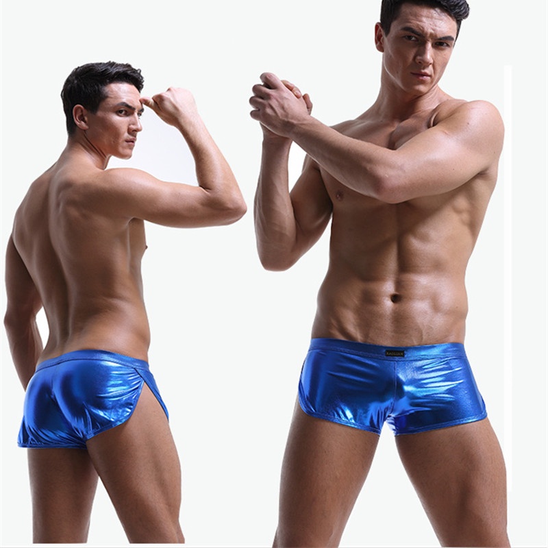 Quần lót boxer da bóng thiết kế gợi cảm tùy chọn màu sắc dành cho nam