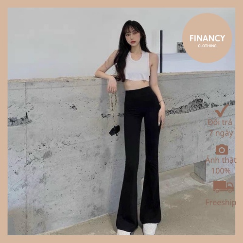 Quần ống loe cạp cao dáng dài legging loe co giãn 4 chiều  FINANCY Q09 | WebRaoVat - webraovat.net.vn