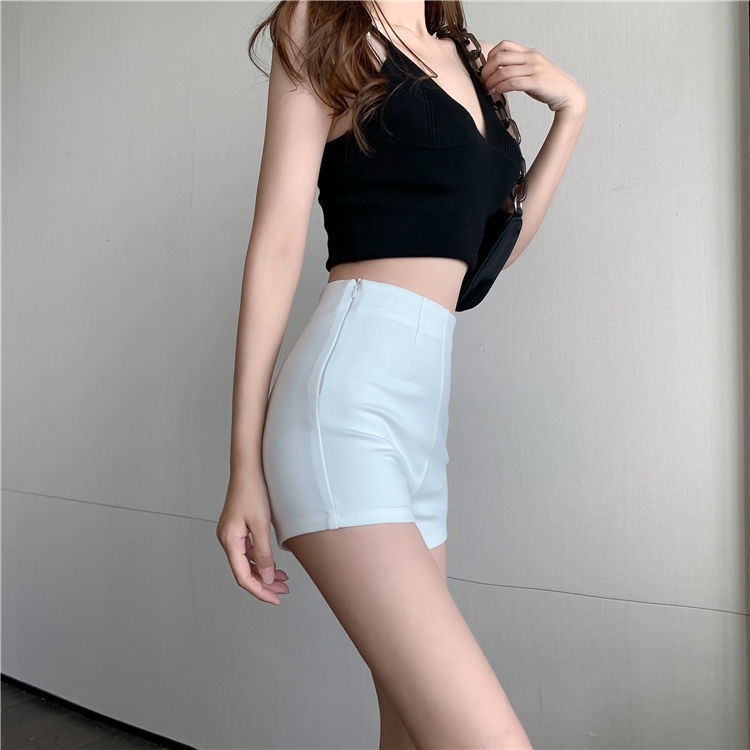 Quần Short Legging Lưng Cao Co Giãn Màu Đen Gợi Cảm Cho Nữ