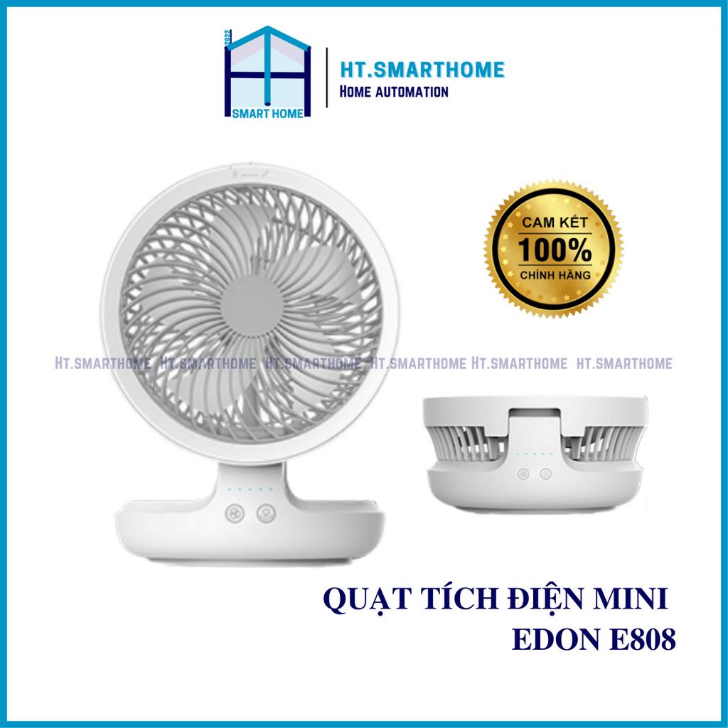 Quạt tích điện mini Edon E808 để bàn, treo tường - Thời gian sử dụng lên đến 10h 4000mAh tích hợp đèn