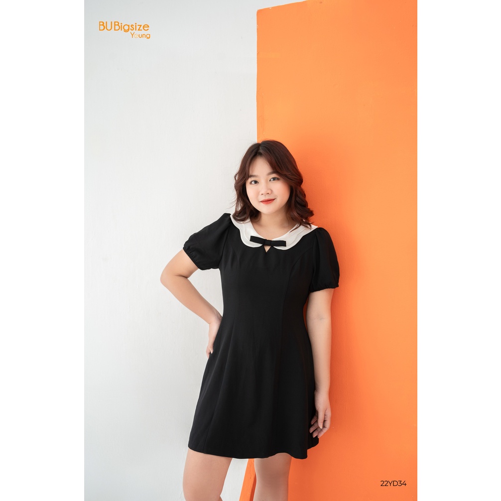 Đầm thiết kế cổ lượn trắng BIGSIZE (55kg đến 95kg) - 22YD34 - [BU Bigsize Young]