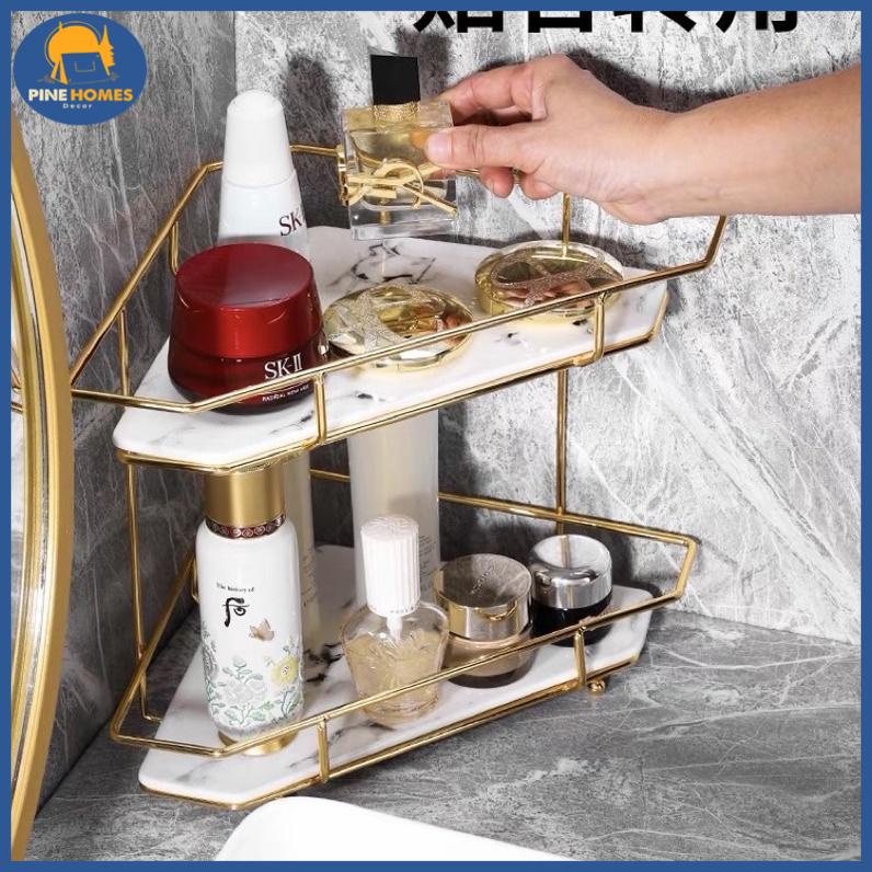 (HÀNG CÓ SẴN) Kệ Góc Sứ Để Đồ Phòng Tắm 3 Tầng 2 Tầng Khung Inox Cao Cấp