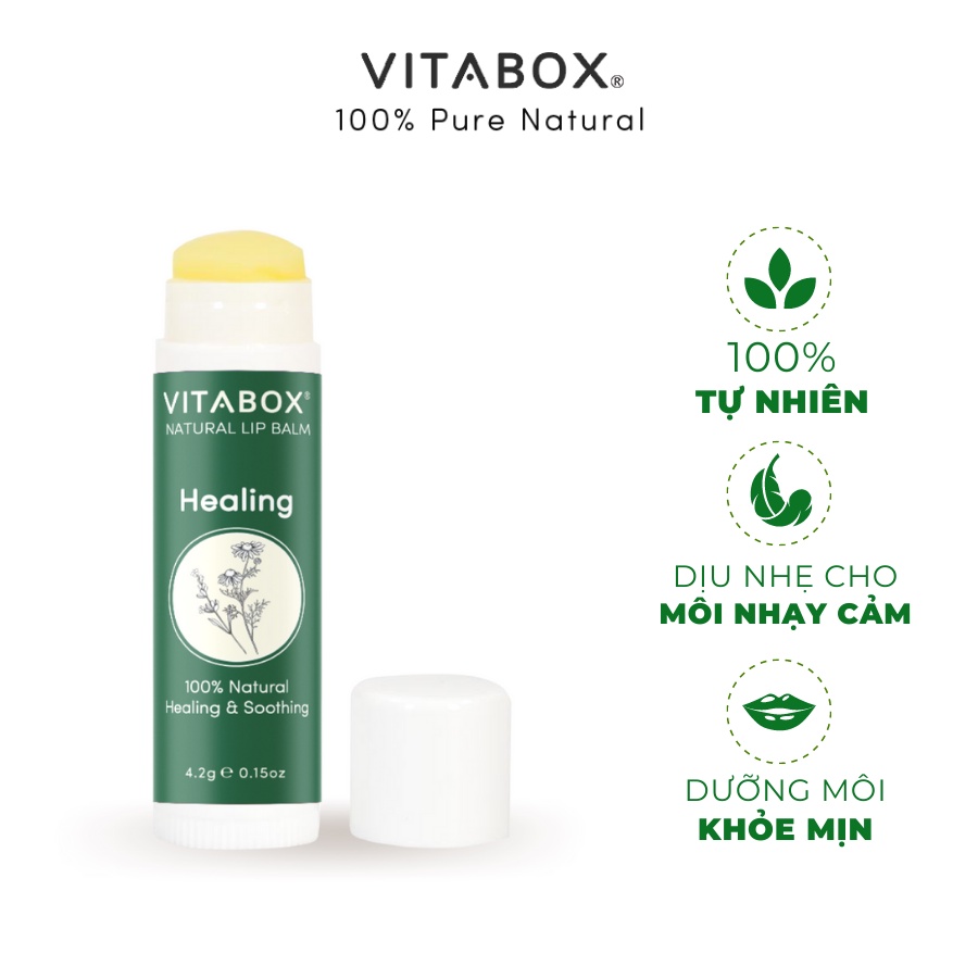 Son dưỡng không màu Healing VITABOX - 100% tự nhiên, dưỡng ẩm lâu, làm dịu môi, không thâm môi