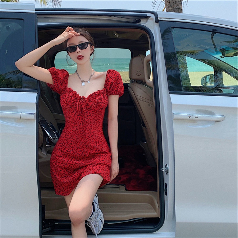 Đầm Tay Phồng Họa Tiết Hoa Phong Cách Mới Dành Cho Nữ