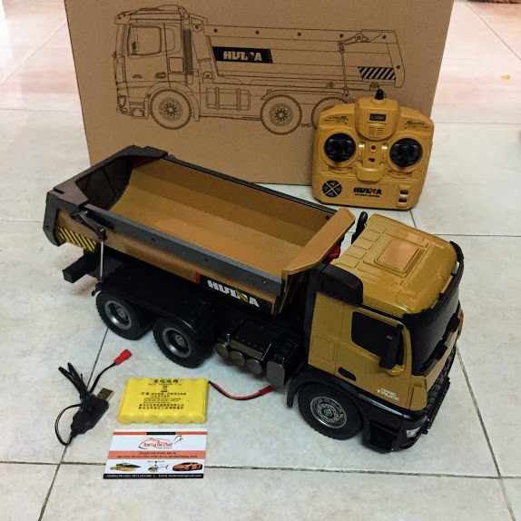 Xe tải ben kim loại chính hãng Huina 1573 sóng 2.4Ghz 10 kênh sức nâng 3kg có giả lập âm