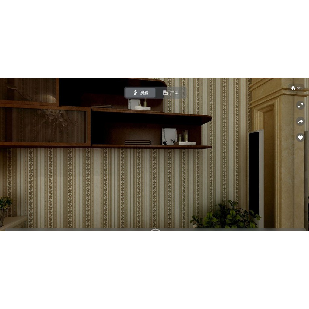 Giấy Dán Tường Hoa Văn Cổ Điển Dải Dọc Cho Phòng Khách Màu Xanh, Vàng, Lụa Không Keo, Khổ 53 cm