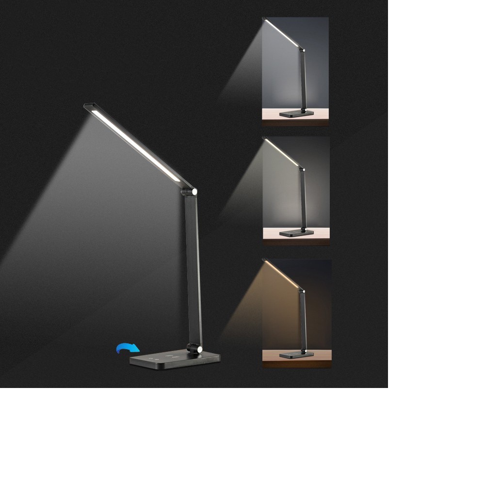 Đèn LED Để Bàn: Chống Cận Công Tắc Cảm Ứng 3 Chế Độ Sáng Tích Hợp Sạc Không Dây Cho Điện Thoại 5W - (MT-856)