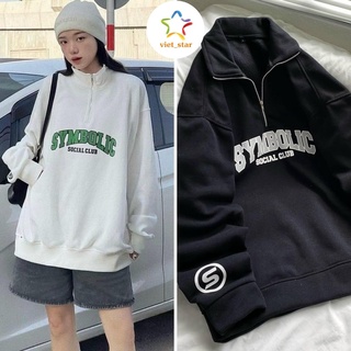 Áo Nỉ Sweater Form Rộng Unisex Zip Cổ Cao Tay Bồng Nam Nữ Ulzzang SYMBOLIC VIETCEN