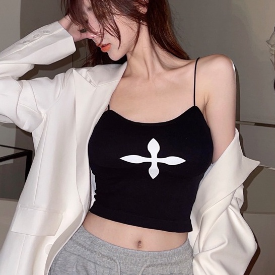 Áo Lót Hai Dây Có Mút Đệm Ngực Dáng Ngắn Thời Trang Cho Nữ