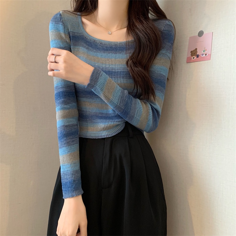 Áo sweater SUXI dệt kim tay dài dáng ôm dễ phối đồ thời trang mùa thu cho nữ