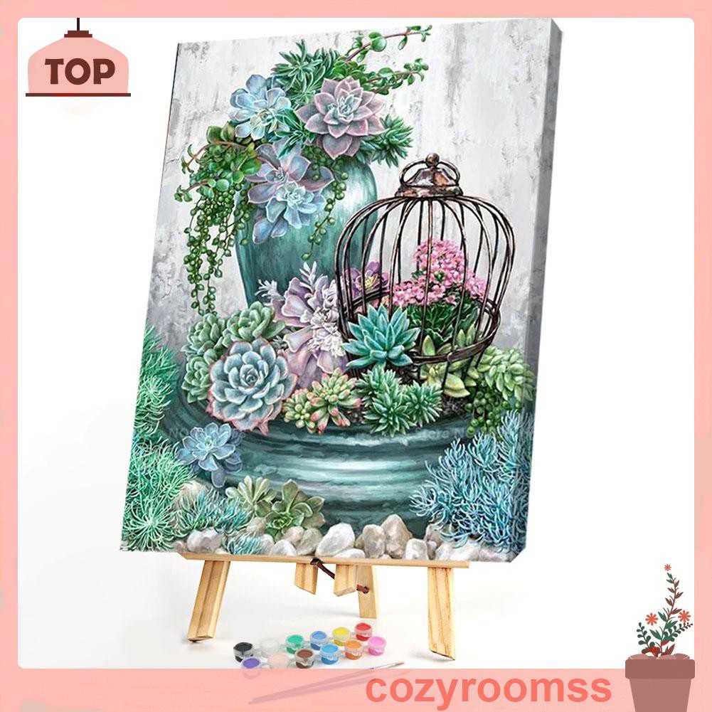 Bộ Tranh Sơn Dầu Tự Làm Hình Cây Xương Rồng