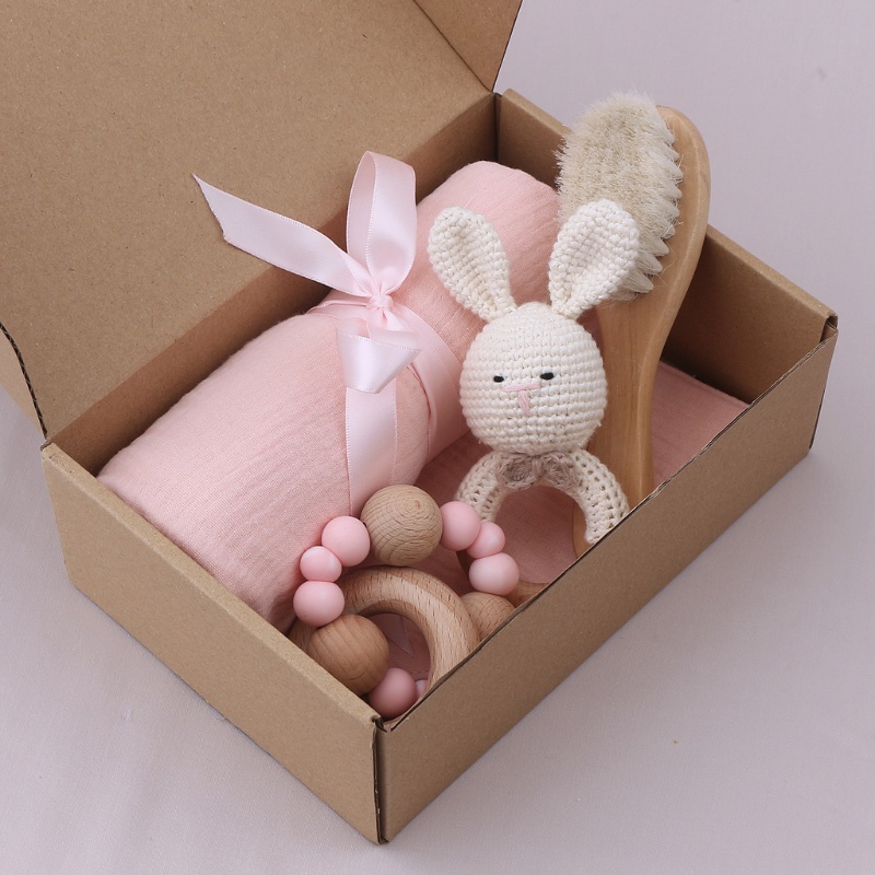 Set 5 Món Đồ Chơi Gồm Cọ Và Nĩa Đan Móc Hình Tam Giác / Thỏ Cho Bé Sơ Sinh Khi Tắm