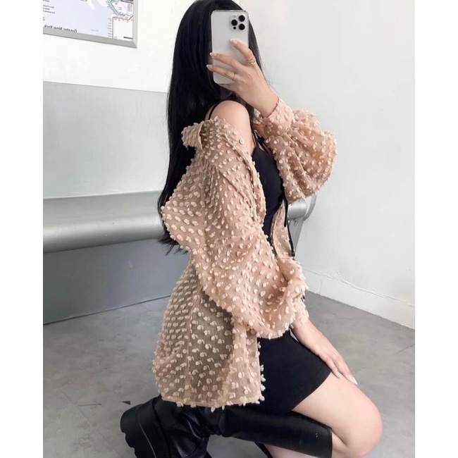 DII COLLECTION - Sơmi cục bông khoác ngoài form rộng