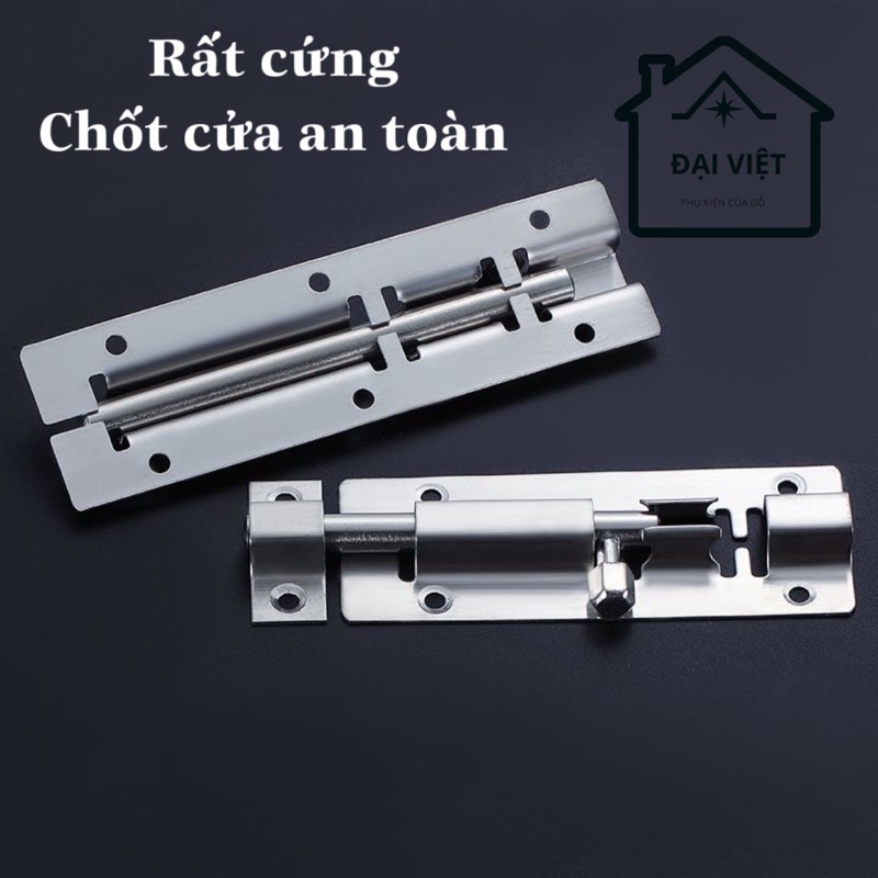 Chốt cài inox khoá cửa gỗ, nhôm lắp mặt trong bộ cửa vệ sinh toilet, cửa tủ đồ