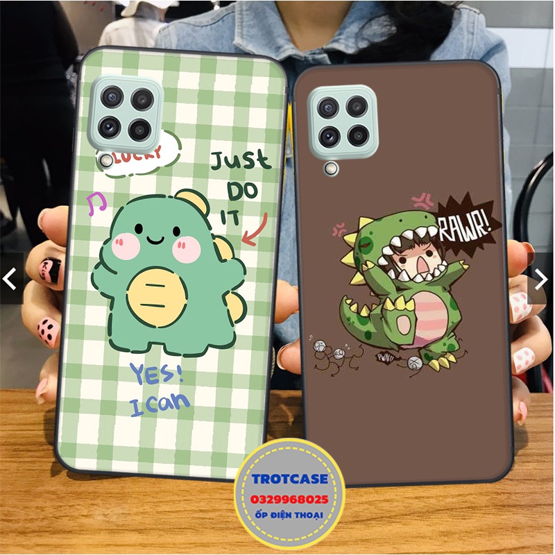 Ốp lưng điện thoại Samsung A22 4G - Samsung A22 5G - Samsung A12 - in hình chú khủng long dino xanh nhiều sắc thái