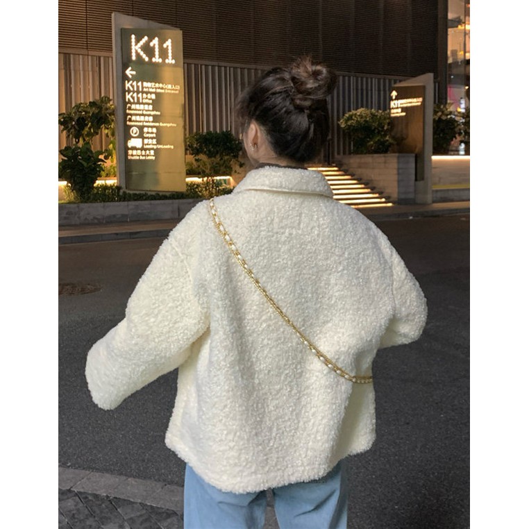 Áo khoác len lông cừu nữ styles Hàn Quốc 2020 siêu dễ thương