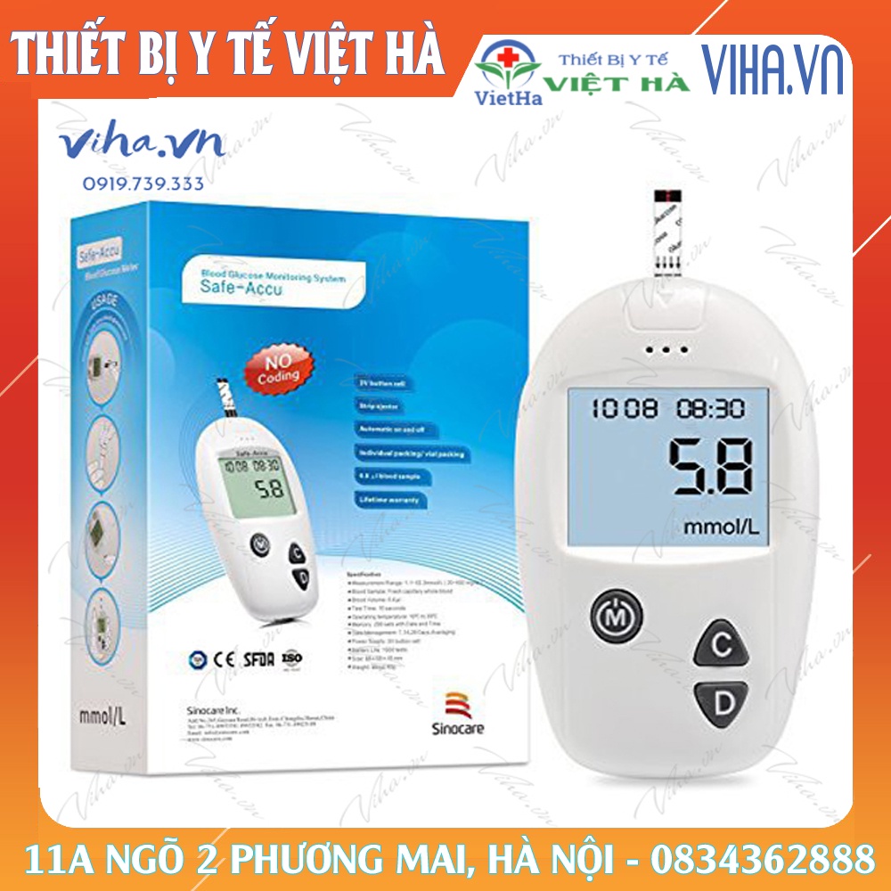 Bộ Máy Đo Đường Huyết , Tiểu Đường Sinocare Safe-Acucu