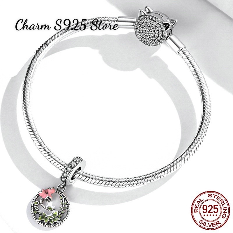 CHARM TREO HOA  HỒNG BẠC S925 HÀNG CAO CẤP CHÍNH HÃNG