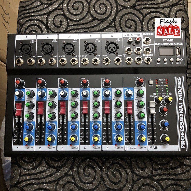 Mixer F7-MB - USB Bluetooth, Tặng Jack 6 Ly Ra 3.5 - Chuyên Hát Karaoke Livestream Không Có Đối Thủ