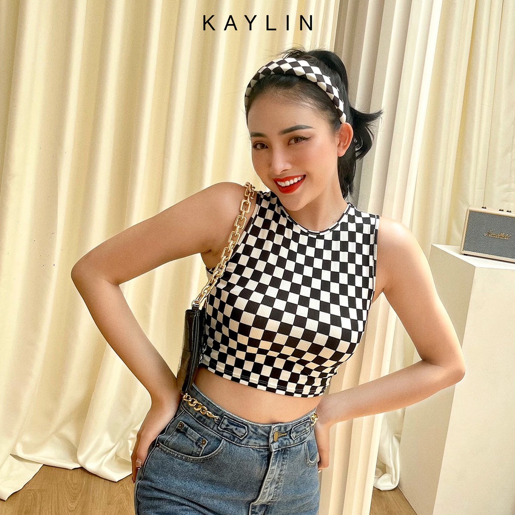 Áo thun nữ caro tay cộc phong cách KAYLIN - N1715