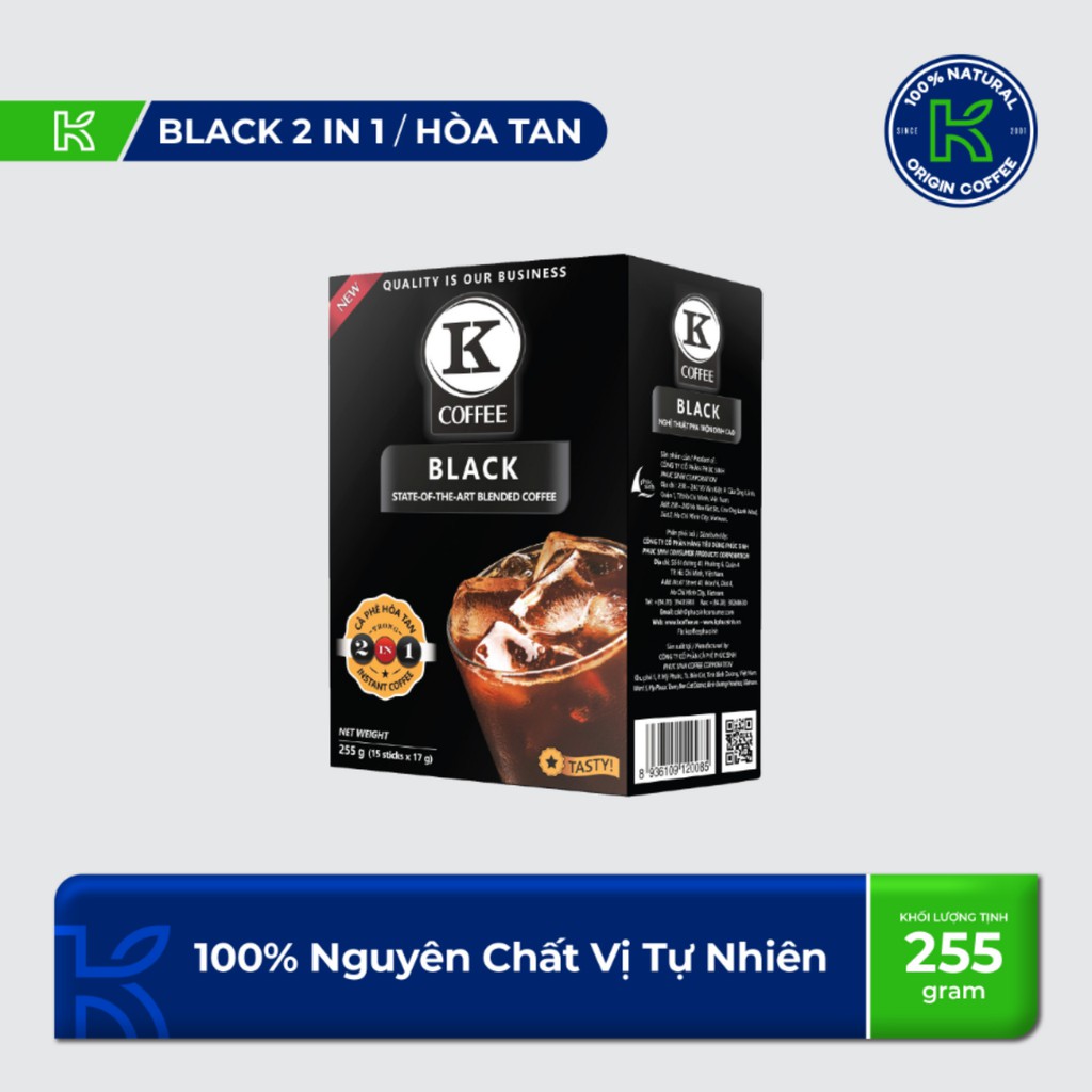 Cà Phê Hòa Tan K Coffee Black 2in1 255g