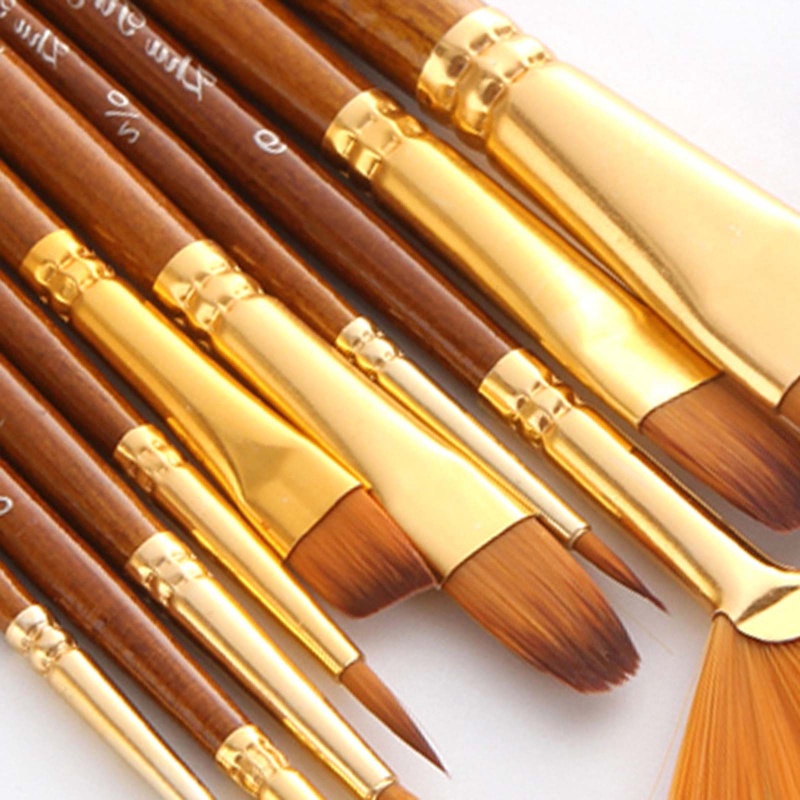 Set 10 Cọ Vẽ Màu Nước Bằng Lông Nylon Cho Họa Sĩ
