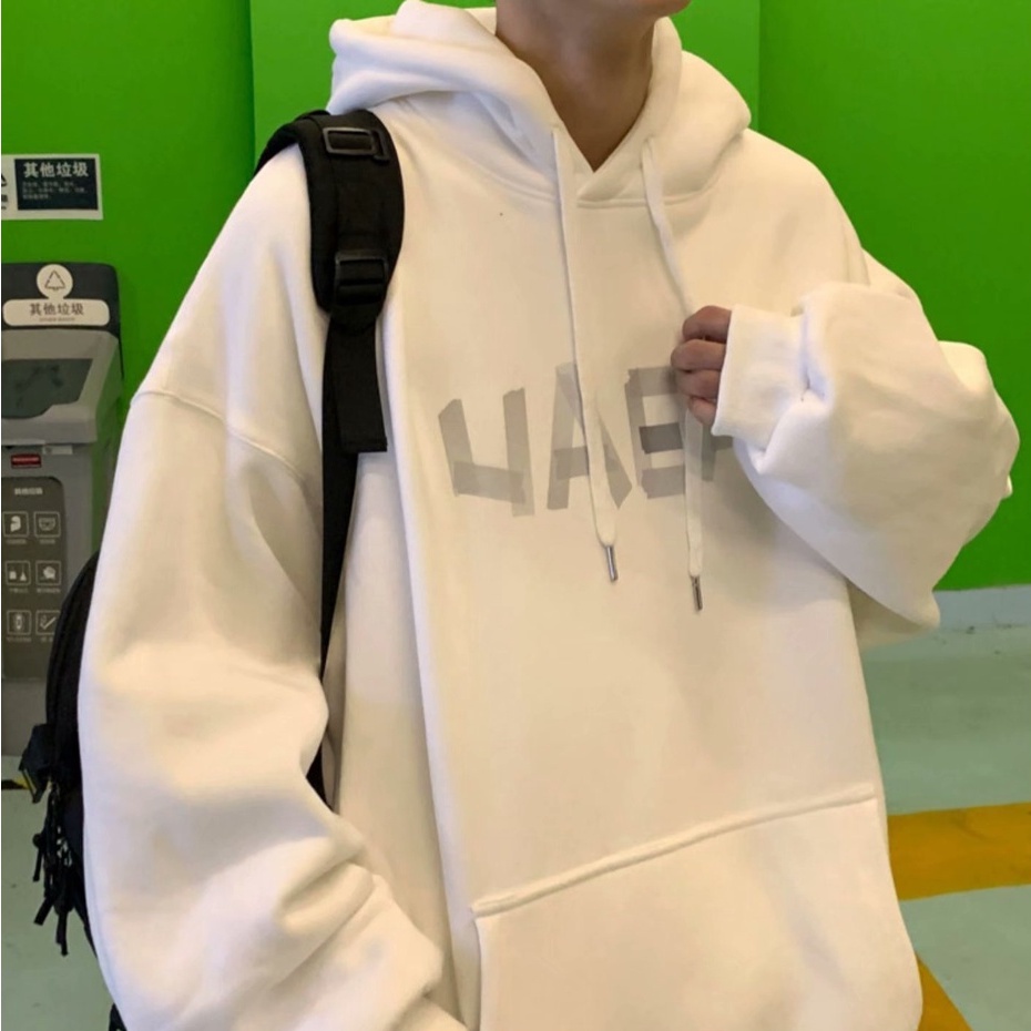 Áo khoác hoodie dáng rộng in chữ trẻ trung thời trang cho nam