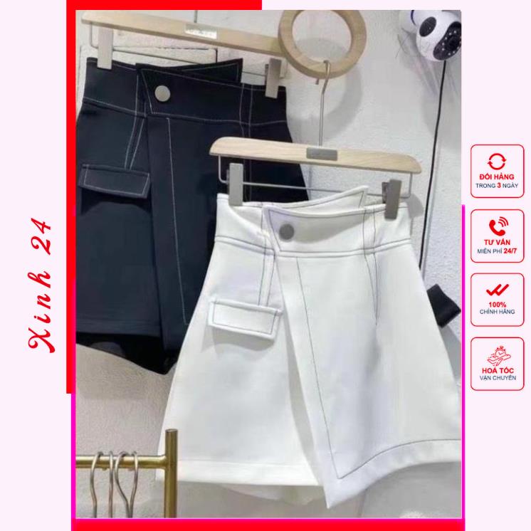 Chân Váy lưng cao chéo bó eo viền chỉ nổi phong cách Hàn Quốc | BigBuy360 - bigbuy360.vn