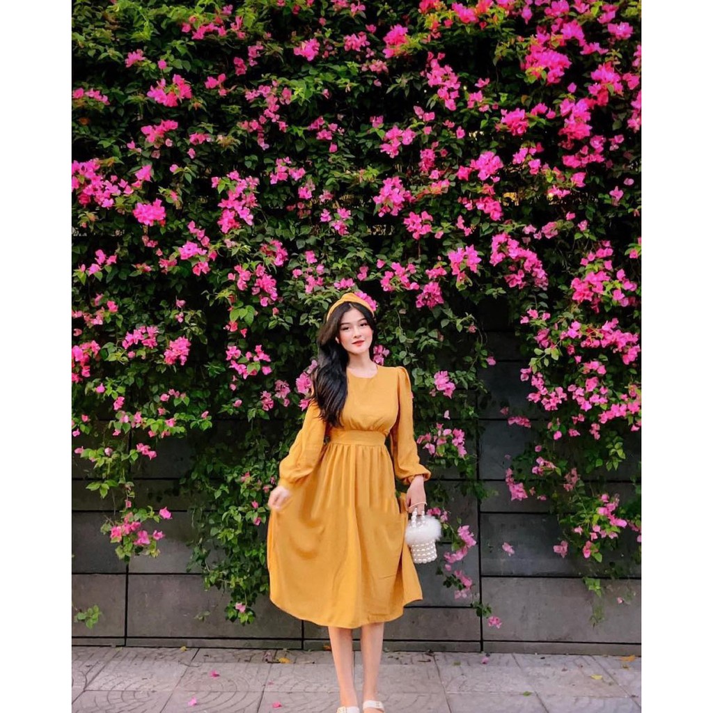 [Mã WAMT1505 giảm 10K đơn 0K] Đầm băng đô tay dài buộc eo | BigBuy360 - bigbuy360.vn