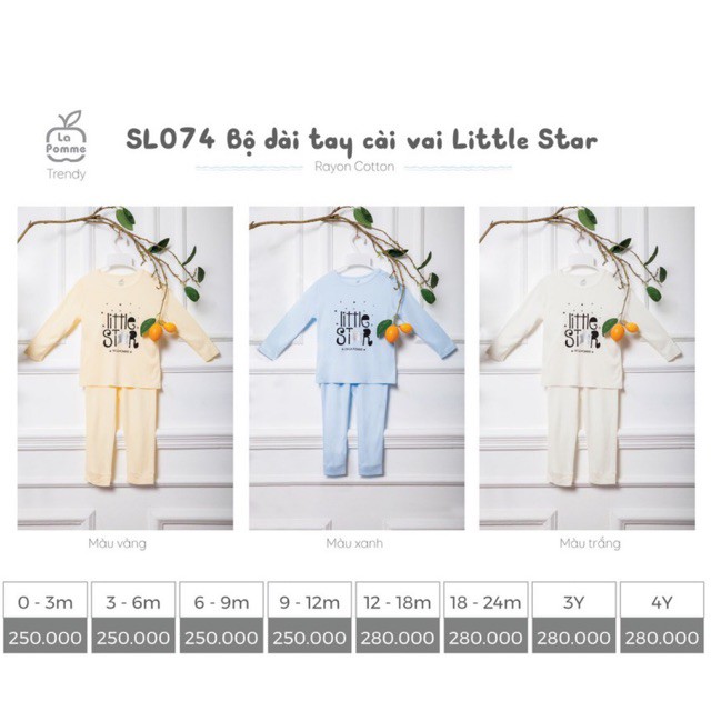 SL074 Bộ dài tay cài vai Little Star La Pomme