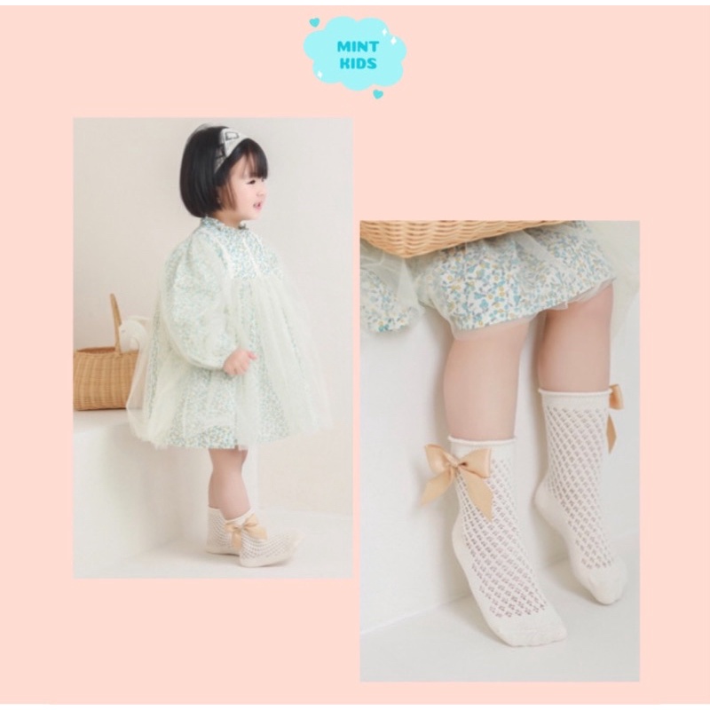 Tất Lưới Cao Cổ Đính Nơ Nemo Baby Mềm Mại Cho Bé 0 Đến 5 Tuổi TL-10