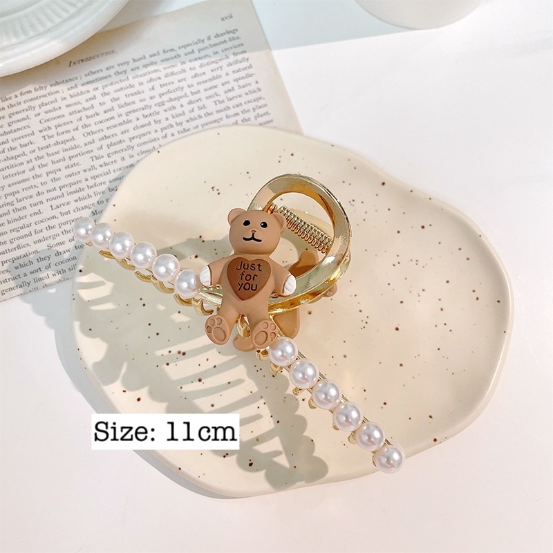 Kẹp tóc Hàn Quốc đính đá ngọc Cặp tóc càng cua kim loại siêu nhẹ gấu tim hoa thời trang cho nữ xinh sang chảnh Aikimo KG