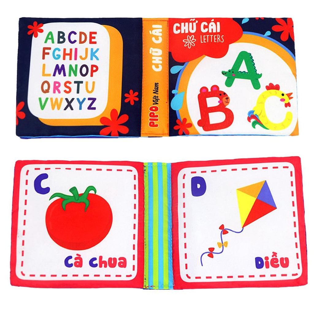 Sách vải sơ sinh song ngữ - kích thước 12x12x3 cm - PIPO Việt Nam