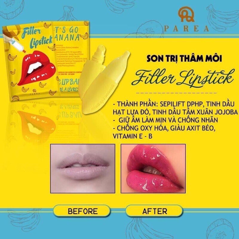 Son Filler Khử Thâm Môi Collagen Son Chuối Banana Lipstick Tặng Kèm Son Kem | BigBuy360 - bigbuy360.vn