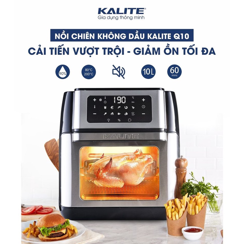 Nồi chiên không dầu chính hãng Kalite Q10, thiết kế đẳng cấp, sang trọng tôn vinh căn bếp của bạn, bảo hành 12 tháng