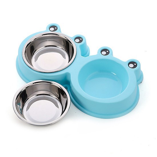 Bát ăn đôi cho chó mèo hình mắt ếch Xinh Xắn tháo rời -Supetshophn
