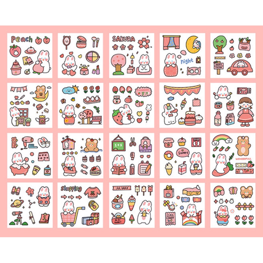 Hình dán sticker trang trí 20 tấm cute xinh xỉu dán sách vở phụ kiện chất lượng cao giá rẻ tặng quà học sinh