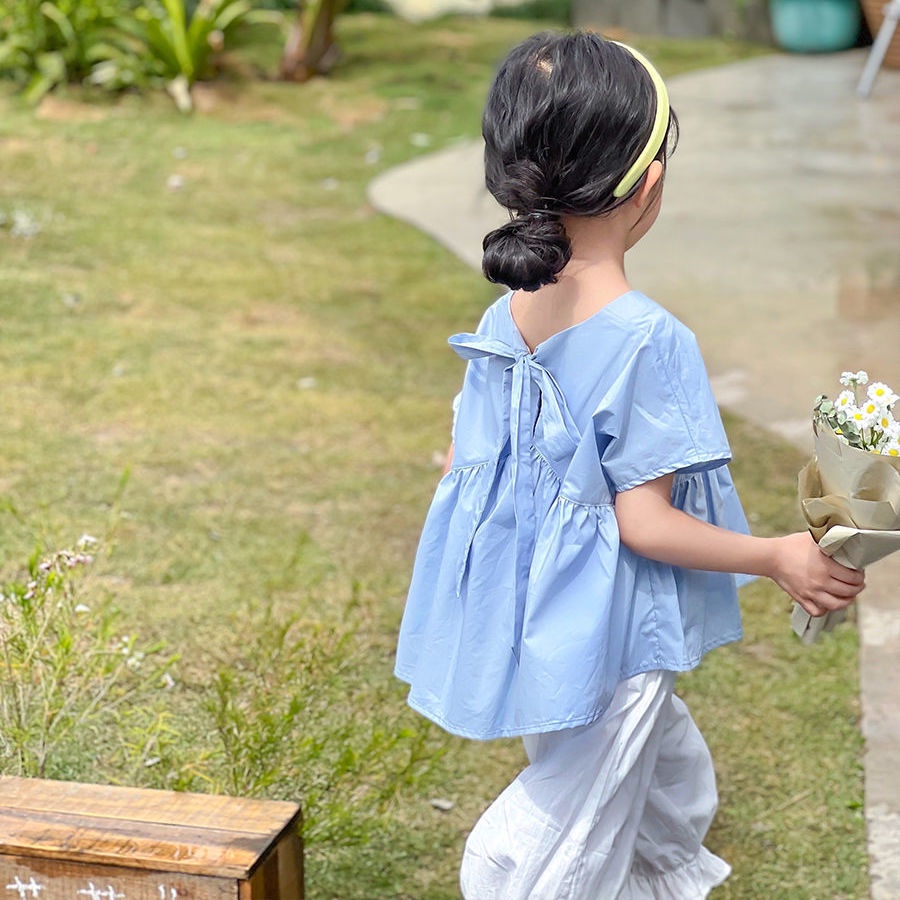 Áo Sơ Mi Cotton Mỏng Tay Ngắn Phong Cách Nhật Hàn Thời Trang Mùa Hè Hàng Mới 2022 Dành Cho Bé Gái