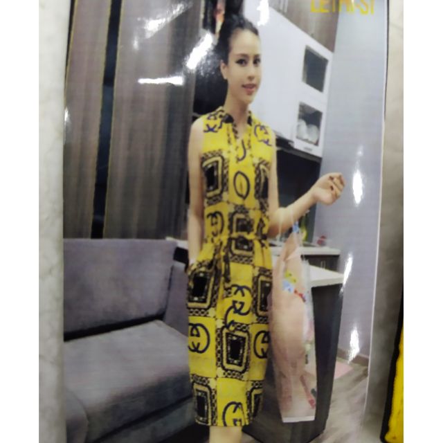 Đầm Lụa Suông Cổ Sơ Mi Có Dây Thắt Eo