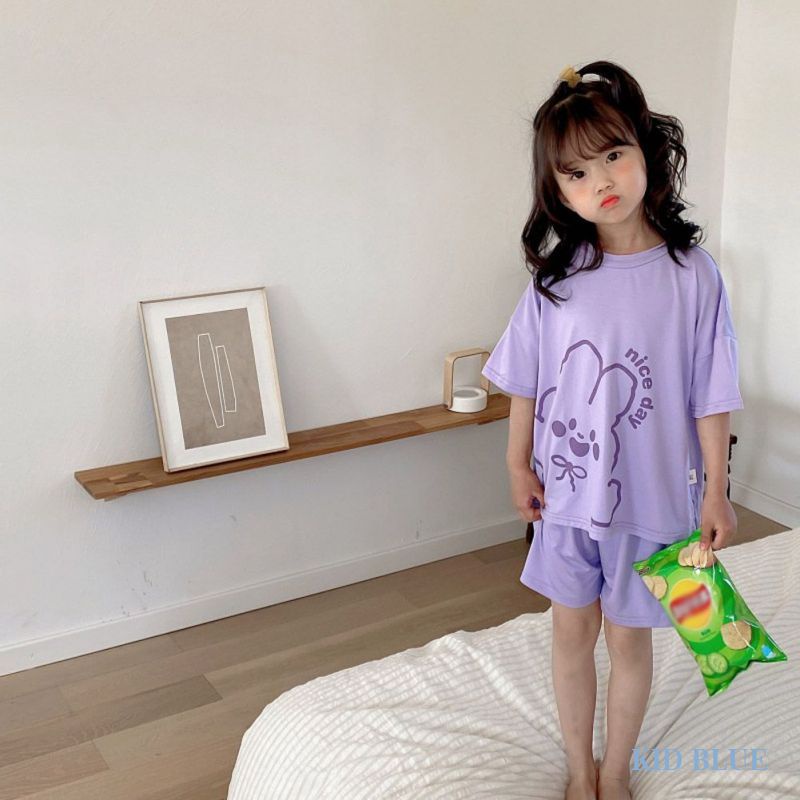 Bộ Quần Áo Tay Ngắn In Hoạt Hình Thời Trang Mùa Hè Xinh Xắn Cho Bé
