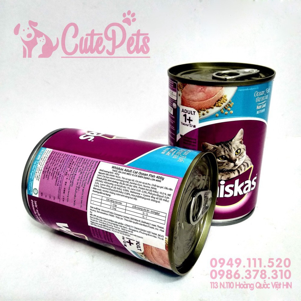 BMB1 Thức ăn cho mèo Pate Whiskas Adult Lon 400g - CutePets Phụ kiện chó mèo Pet shop Hà Nội 4 T083