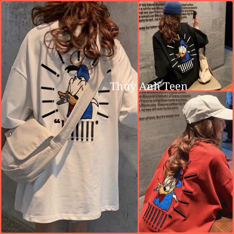 [EGANDA] Áo Thun Form Thụng in hình vịt 2 mặt tay lỡ, Áo Thun Form Thụng unisex