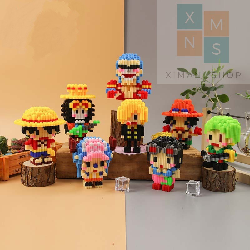 12 Mẫu Mô Hình Lắp Ráp Lego One Piece 3D Anime Nhân Vật Luffy Zoro Ace Sanji Nami Chopper Robin Brook Mini - Đảo Hải Tặc