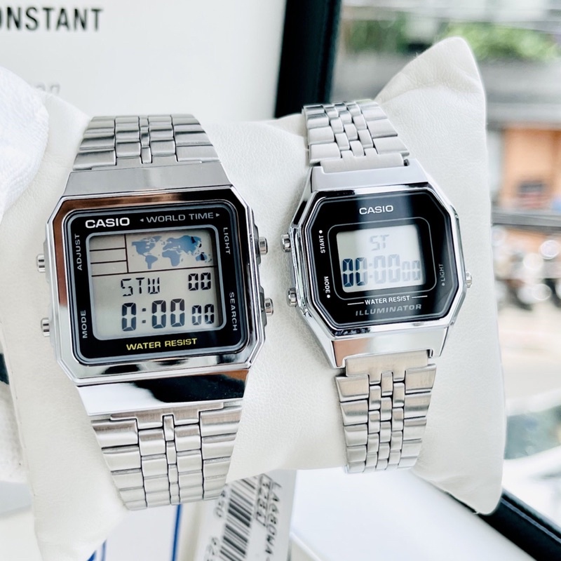 Đông hồ điện tử nam nữ Casio A500 dây kim loại fullbox