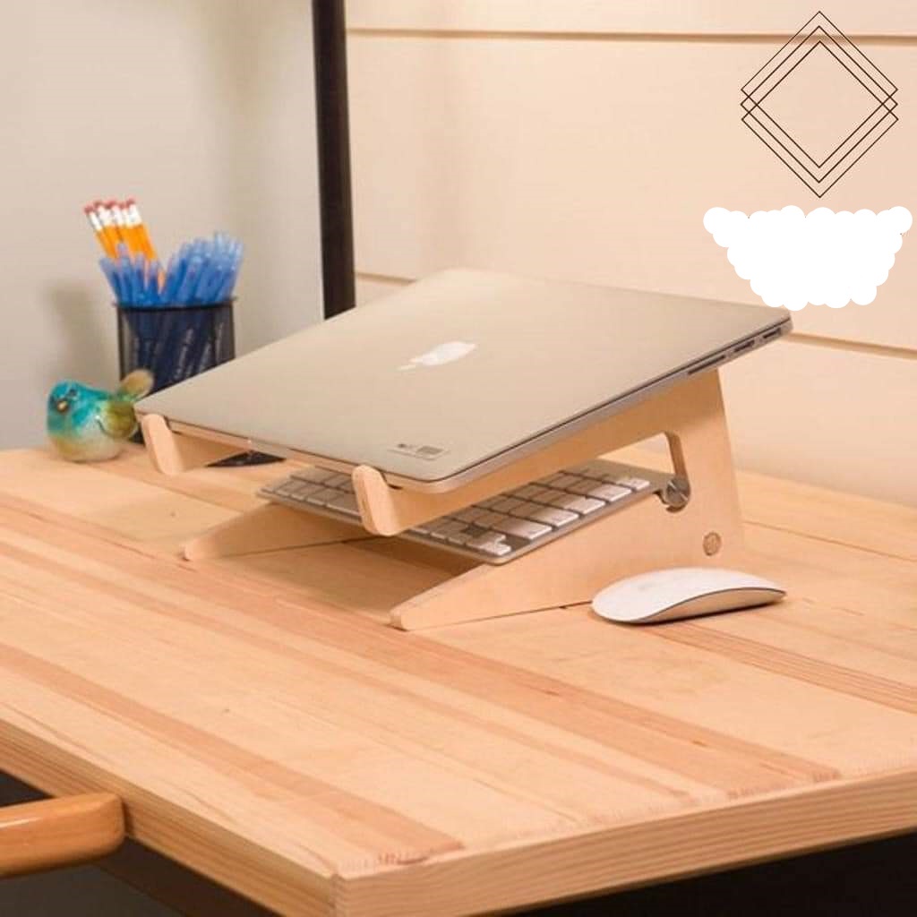 Kệ Laptop, máy tính bảng gấp gọn Gỗ sồi Cao Cấp - tản nhiệt tốt cho máy - Happy home