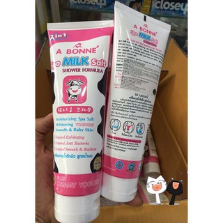 (TUÝP) Muối Tắm Sữa Bò Spa A Bonne Làm Trắng Da, Tẩy Tế Bào Chết A Bonne Spa Milk Salt Shower Formula 350g (Tuýp)