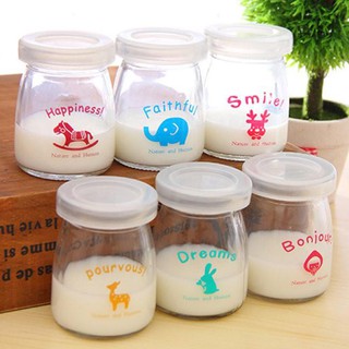 Hộp 12 Hũ, Cốc Sữa Chua Thủy Tinh Có Nắp Đậy