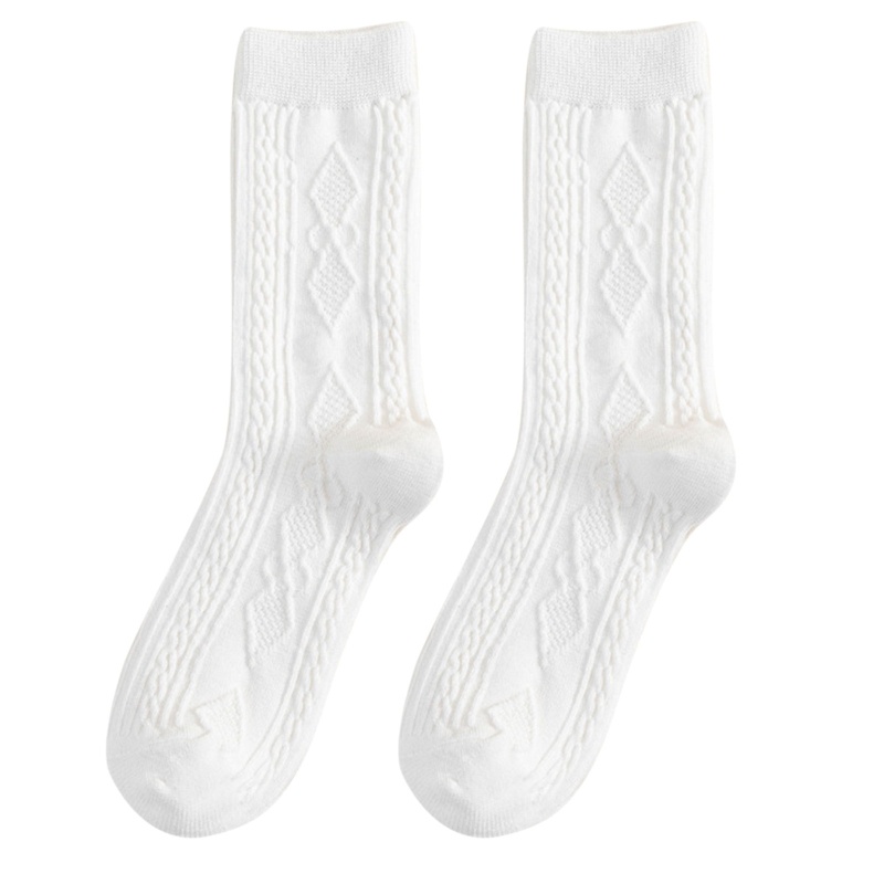 Vớ cotton dệt kim viền xoắn họa tiết sọc màu trắng/ đen phong cách học đường cho nữ sinh