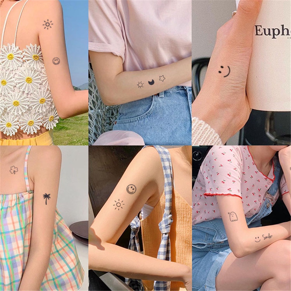 1 Tấm Hình Xăm Dán Tạm Thời Chống Nước Hình Hoạt Hình Dễ Thương Cho Nữ Trong 15 Ngày