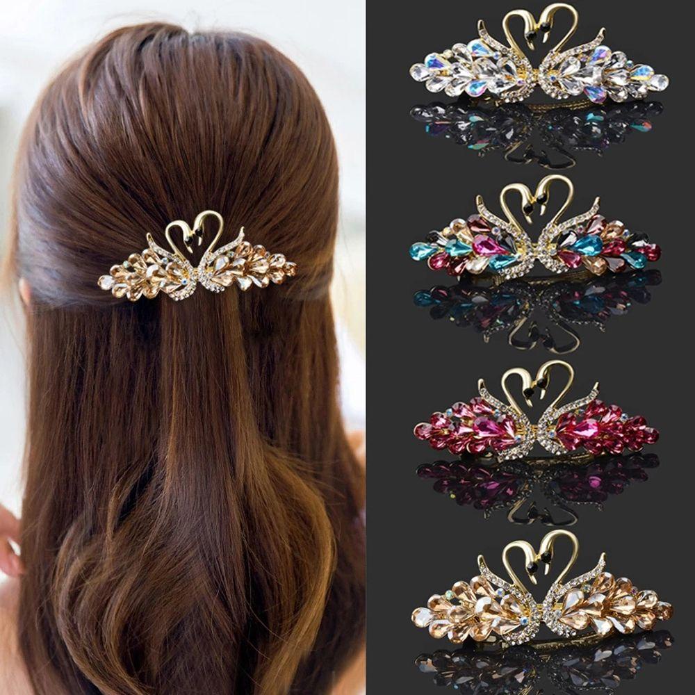 Kẹp Tóc Hình Thiên Nga Đính Đá Lấp Lánh Thời Trang Cho Nữ